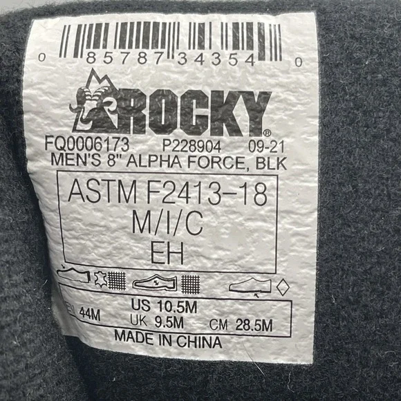 ROCKY ALPHA FORCE ZIPPER WATERPROOF PUBLIC SERVICE‎ BOOTS BLACK NEW - Picture 9 of 14